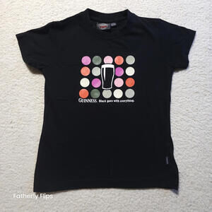 Guinness Merchandise T-Shirt Women 10-12 100% Cotton Black Pint Glass Graphic